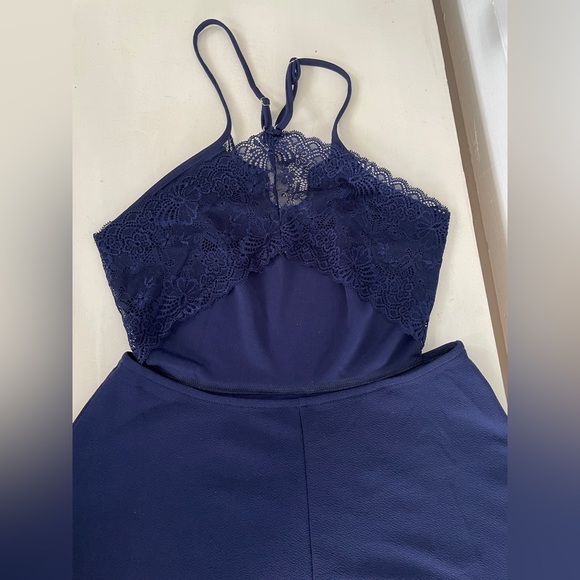 3/25 Navy SHEIN Spaghetti Strap Back Cut Out Mini Dress - Picture 3 of 8